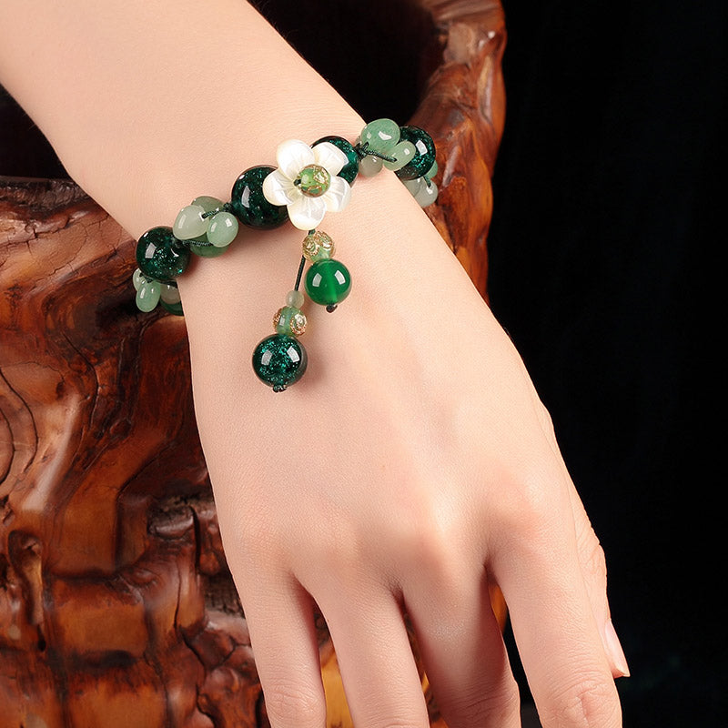 Handmade Green Azure Stone Jade String Bracelets